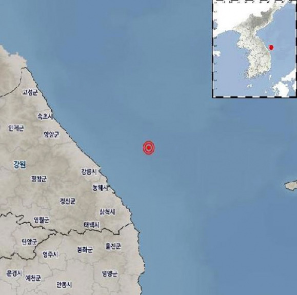 지진 발생 지점. 기상청 제공