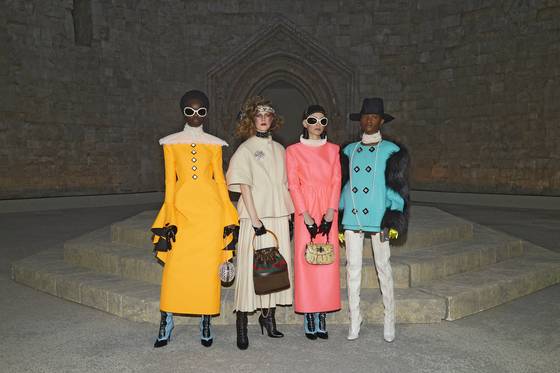 The finale of the Gucci Cosmogonie Cruise 2023 collection held in May at the Castel Del Monte in Italy. [GUCCI]