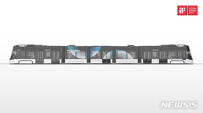 [창원=뉴시스] 독일 ‘iF 디자인 어워드' 본상을 수상한 현대로템 수소전기트램 조감도.(사진=현대로템 제공) 2023.05.16. photo@newsis.com