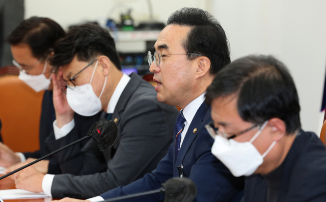 ▲더불어민주당 박홍근 원내대표가 10일 국회에서 열린 정책조정회의에서 발언하고 있다. ⓒ연합뉴스