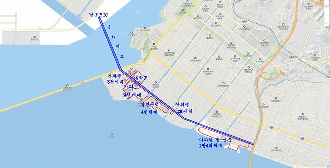 수도권 제2순환고속도로 '인천(남송도IC)~안산구간' 예상노선