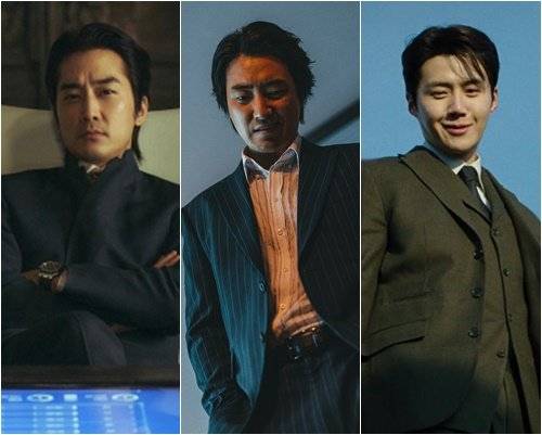 드라마 속 반듯하고 깔끔했던 모습은 잊어라. 배우 송승헌과 이준혁(왼쪽부터)이 각각 넷플릭스 오리지널 시리즈 ‘택배기사’와 영화 ‘범죄도시3’를 통해 비열하고 무자비한 악역을 선보인다. 사진제공|넷플릭스·플러스엠엔터테인먼트