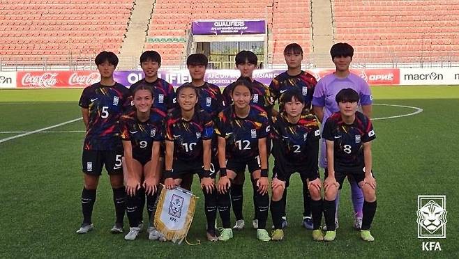 한국 U-16 여자 축구 대표팀 선수들 [대한축구협회 제공. 재판매 및 DB 금지]