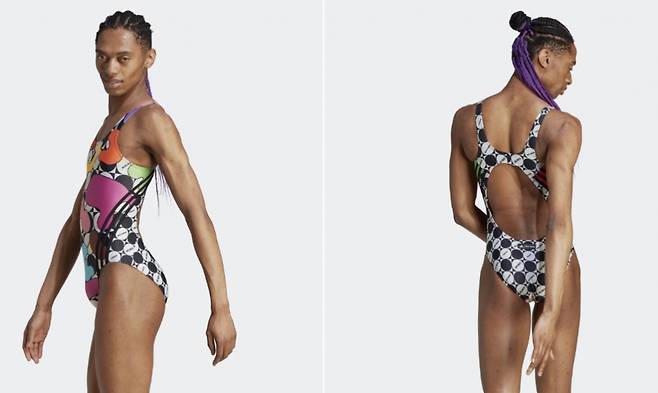 아디다스 신제품 여성 수영복 모델로 남성으로 추정되는 모델이 기용됐다/사진- 아디다스 공식 홈페이지 캡쳐