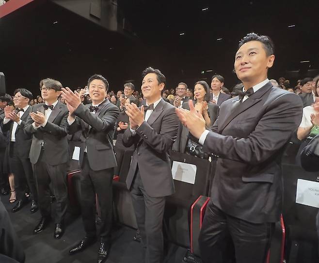 영화 ‘탈출’의 김태곤 감독,김희원,이선균, 주지훈이 제 76회 칸국제영화제에 참석했다. 제공|CJ ENM