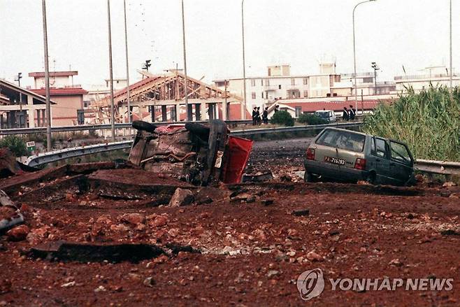 팔코네 검사의 암살 현장 [EPA=연합뉴스 자료사진. 재판매 및 DB 금지]