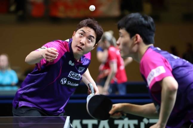 ▲ 임종훈(왼쪽)과 장우진 ⓒ대한탁구협회