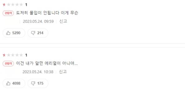 영화 '인어공주' 관람객 평가 /사진=네이버 영화 캡처