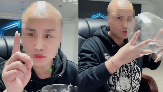 인터넷 방송으로 ‘술먹방’ 하던 유명 중국 인플루언서가 숨진채 발견됐다. [사진출처 = 영상 캡처]