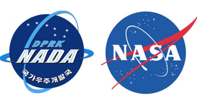 북한국가우주개발국(NADA) 로고가 미국항공우주국(NASA) 로고와 흡사해 눈길을 끈다. NASA는 1958년 미국과 소련의 냉전시대 만들어졌다. 그에 비해 NADA는 2013년 4월 신설된 것으로 알려졌다. / 사진=뉴스1·미국항공우주국(NASA)