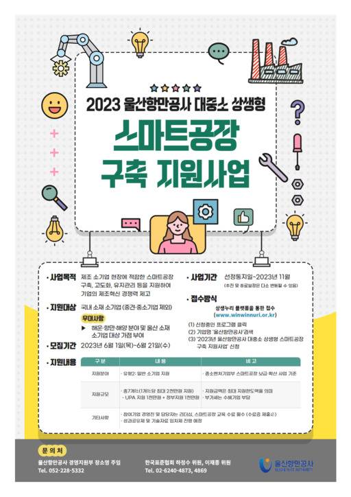 울산항만공사의 '2023년 대중소 상생형 스마트공장 구축 지원사업' 안내 포스터. [사진=울산항만공사]