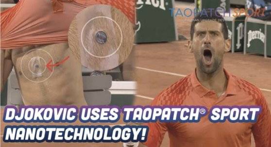 조코비치가 부착한 스마트 패치의 브랜드의 홍보물. 사진 타오패치 홈페이지