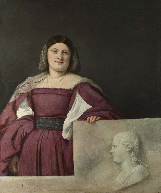 티치아노 〈여인(달마티아의 여인)〉, 1510-12년경, 캔버스에 유화, 119.4×96.5cm, 런던 내셔널갤러리