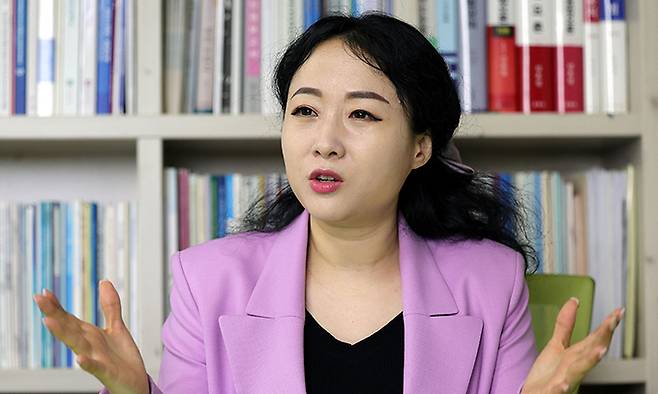 이한별 북한인권증진센터장이 탈북민 인권 등을 주제로 세계일보와 인터뷰를 하고 있다. 의정부=이재문 기자