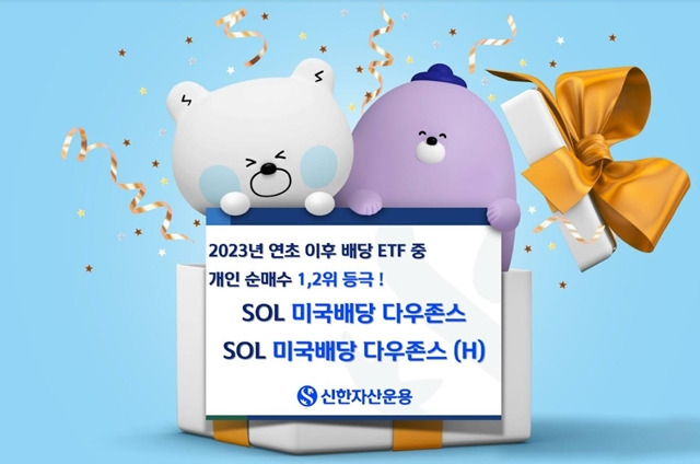 신한자산운용은 'SOL 미국배당 다우존스' 상장지수펀드(ETF)가 연초 이후 배당 ETF 개인순매수 1위에 올랐다고 7일 밝혔다. /신한자산운용