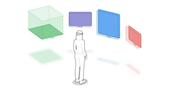 비전 프로 앱의 구동 기본 요소는 '공간', '창', '볼륨' 등이다.