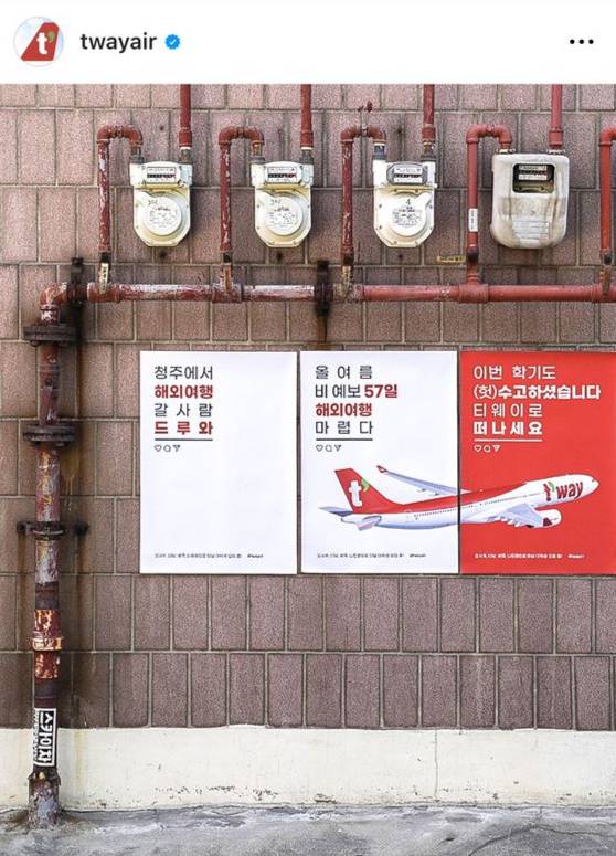 조롱 논란을 불러온 티웨이 홍보 포스터. /사진=SNS 갈무리