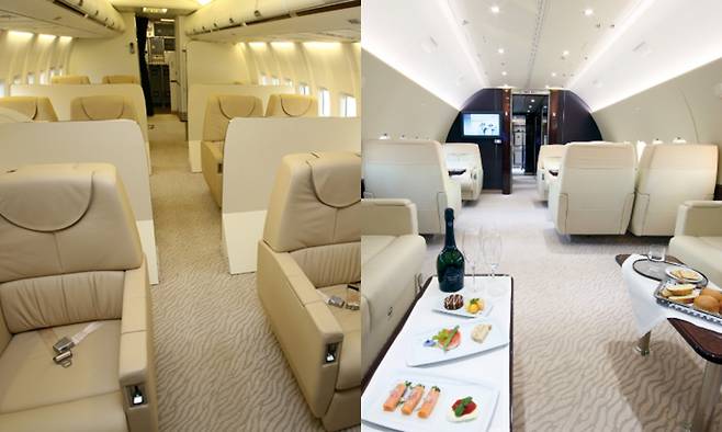 보잉 비즈니스제트 내부. [대한항공 제공]