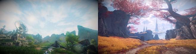 지구의 '에단 평원(왼쪽)'과 금성의 '엘리아 평원'.