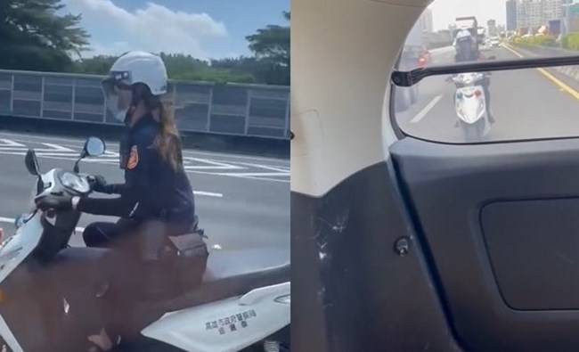 스쿠터 타고 고속도로를 질주하는 대만 여경