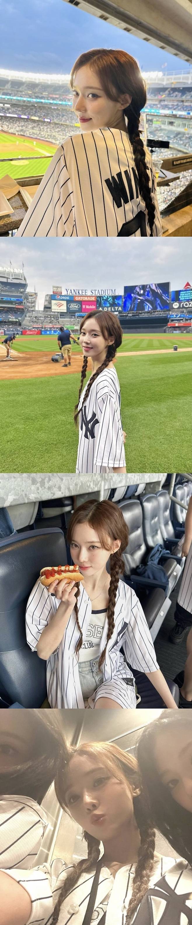 에스파 윈터가 뉴욕 양키스 스타디움을 즐기는 모습. 윈터 개인 SNS 제공