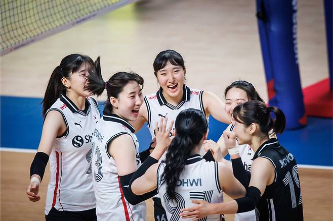 ▲ VNL에 출전한 한국 여자배구 대표팀 ⓒFIVB