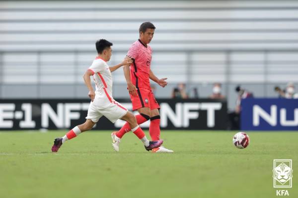 지난해 7월 동아시안컵 홍콩전을 통해 A매치 데뷔전을 치렀던 김주성. 사진=대한축구협회