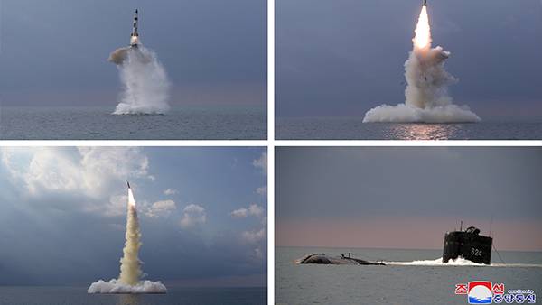 북한 신포급 잠수함의 SLBM 발사 장면 [사진 제공:연합뉴스]