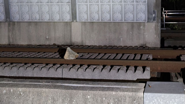 A rock is placed on a railroad. (Korail)