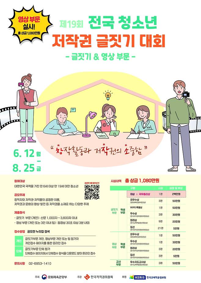 제19국 전국 청소년 저작권 글짓기 대회 포스터./한국저작권위원회