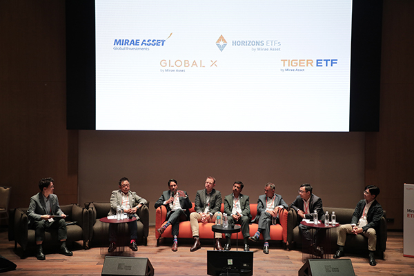 Global executives and employees of Mirae Asset Global Investments share ETF business status at ETF Rally 2023. [Photo provided by Mirae Asset]