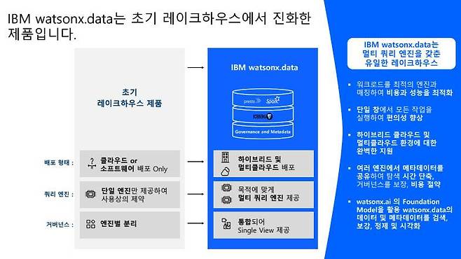 진화한 레이크하우스로서의 왓슨x.데이터가 갖춘 특징 (출처=IBM)