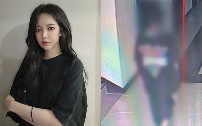 캄보디아에서 숨진 채 발견된 BJ 아영(왼쪽)의 마지막 모습이 담긴 CCTV 화면. /인스타그램, TV조선