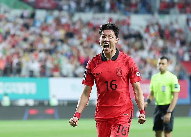 20일 엘살바도르와의 친선전에서 선제골을 넣은 뒤 포효하는 황의조 사진=연합뉴스