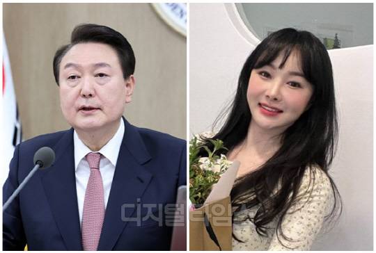 윤석열 대통령(왼쪽)과 이다지 역사 부문 일타강사. <이다지 SNS, 대통령실 제공>