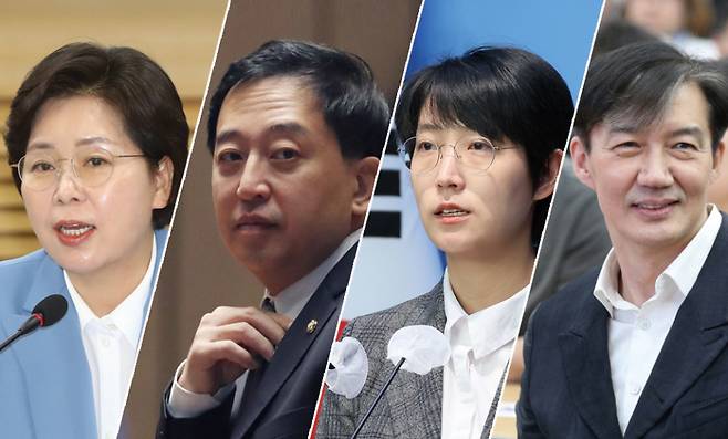 (왼쪽부터) 현재 신당 창당 준비에 나섰거나 창당설이 돌고 있는 양향자 무소속 의원, 금태섭 전 의원, 장혜영 정의당 의원, 조국 전 법무부 장관 ⓒ연합뉴스