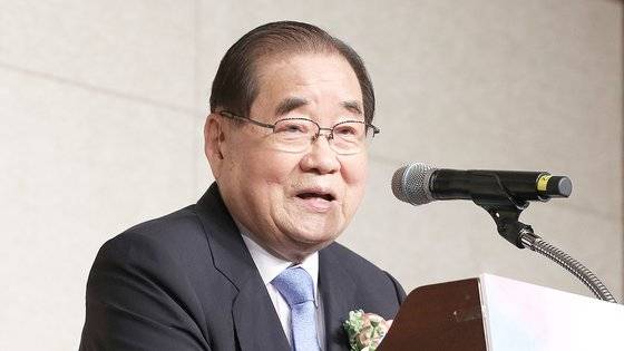 이종찬 신임 광복회장이 22일 오후 서울 용산구 백범김구기념관에서 열린 제23대 광복회장 취임식에서 취임사를 하고 있다. 뉴스1