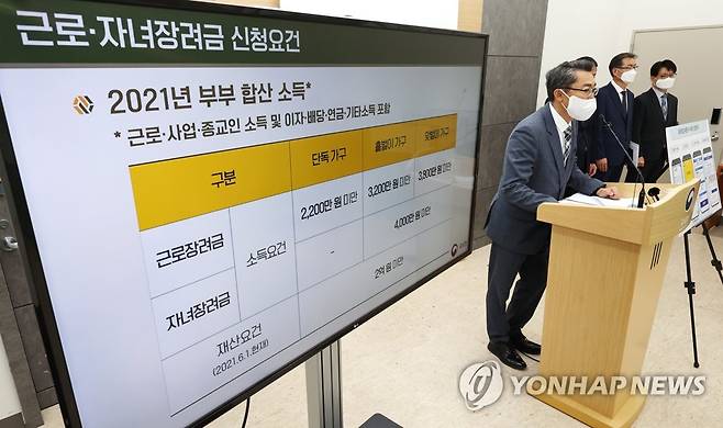 '작년 귀속' 반기 근로·자녀장려금 202만가구에 평균 113만원씩 [연합뉴스 자료사진]