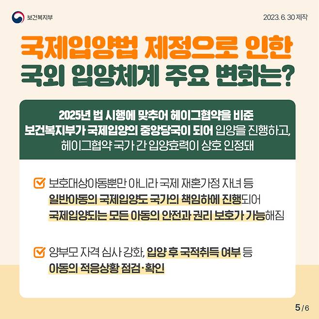 국회에서 통과된 '국제입양에 관한 법률안' 제정안 내용(보건복지부 제공)/뉴스1