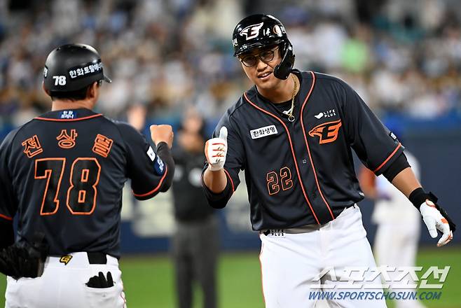 8회초 2사 1,2루에서 1타점 적시타를 터트린 채은성. 대구=허상욱 기자 wook@sportschosun.com