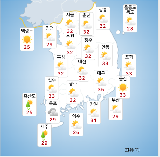 ©기상청: 내일(7월 2일) 오후 날씨: 서울, 전국날씨, 날씨예보, 주말날씨