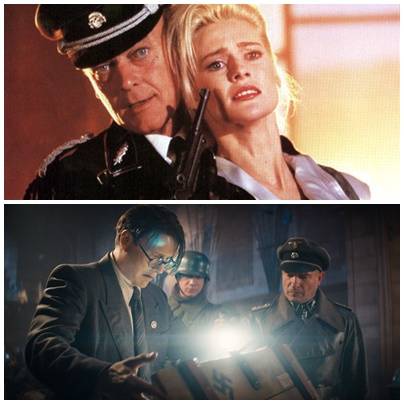 시리즈의 3편인 '최후의 성전'(위)에서 나치는 영원한 생명을 가능케 하는 예수의 마지막 성배를 차지하려는 악당으로 그려진다. 이번 5편에서는 나치의 부활을 꿈꾸는 악당(아래)이 등장한다. (사진제공=월트디즈니컴퍼니코리아)