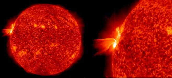 태양활동관측위성(SDO)로 포착한 태양플레어의 모습. 자료사진
