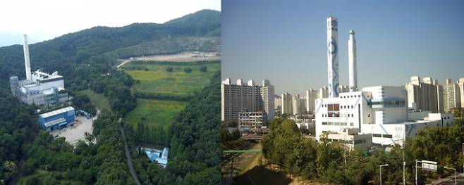 용인특례시가 기존의 처인구 포곡읍 금어리 용인환경센터(사진 왼쪽)와 수지구 풍덕천동 수지환경센터(오른쪽)에 이어 새 소각시설 건립에 나선다. / 사진제공=용인특례시