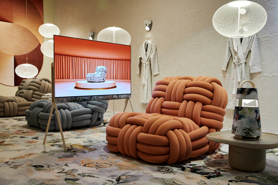 LG Electronics' OLED TV is exhibited at Moooi's display space during Milan Design Week 2023. [LG CORP]