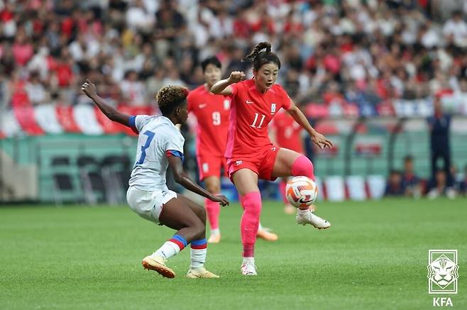 ▲ 8일 오후 서울월드컵경기장에서 콜린 벨 감독이 이끈 여자축구 대표팀이 아이티를 상대로 한 월드컵 출정식 경기에서 2-1로 이겼다 ⓒ 대한축구협회