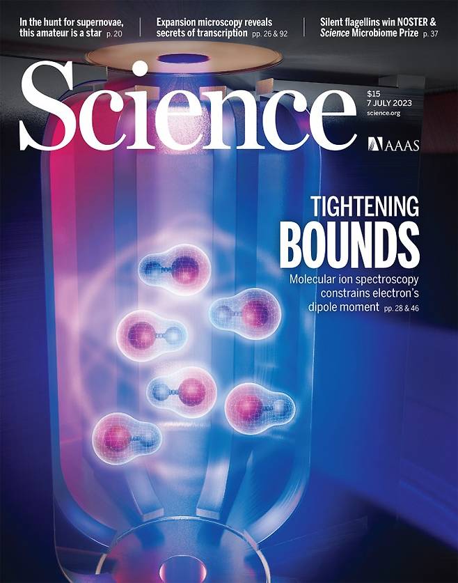 이번주 국제 학술지 사이언스의 표지를 장식한 하프늄 모노플로라이드 분자이온. Science 제공.