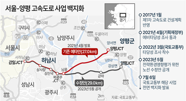 서울~양평 고속도로 사업 백지화로 양평군민의 강력한 반발이 일고 있다. 연합뉴스