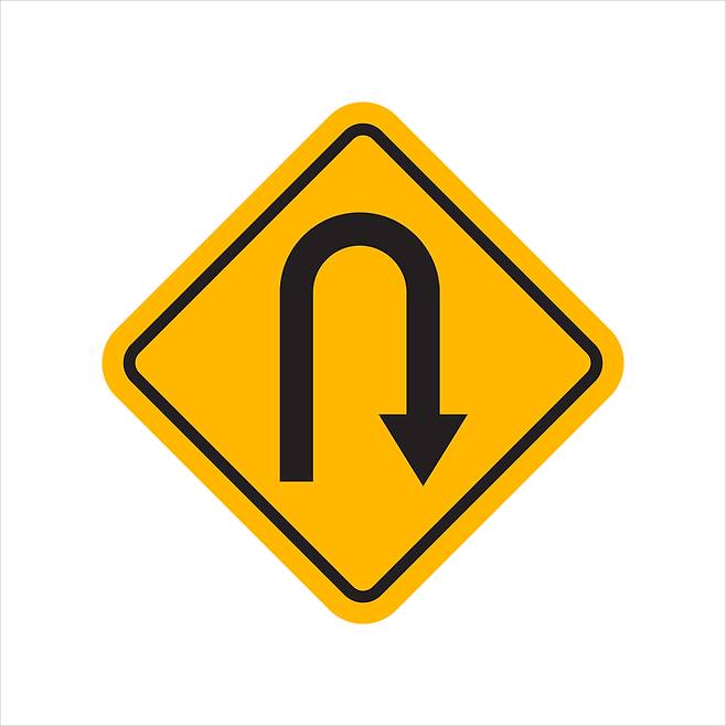 Turn back road sign, vector illustration. Warning traffic sign U-TURN stock illustration