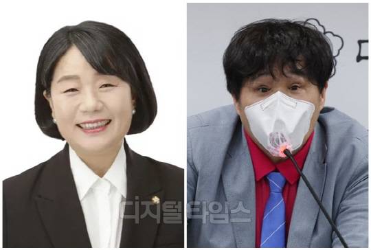 윤미향(왼쪽) 무소속 의원과 서민 단국대학교 의과대학 교수. <디지털타임스 DB, 연합뉴스>
